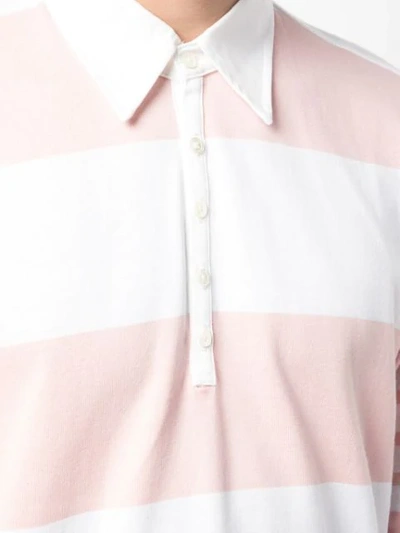 Shop Thom Browne Striped Polo Shirt In 690lpnk