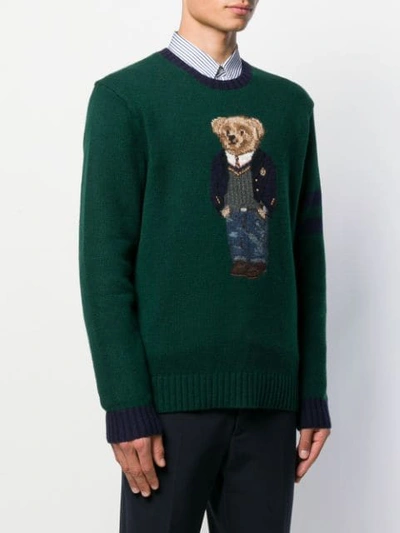 Shop Polo Ralph Lauren Knitted Teddy Jumper In Green
