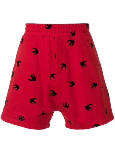 Shop Mcq By Alexander Mcqueen Swallow Print Shorts In Red