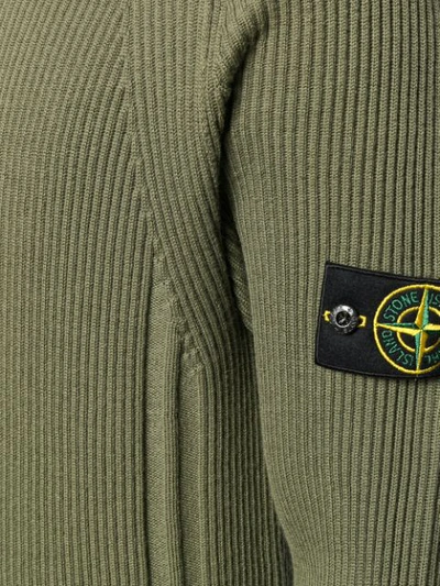 Shop Stone Island Ribbed Long Sleeve Jumper In Green