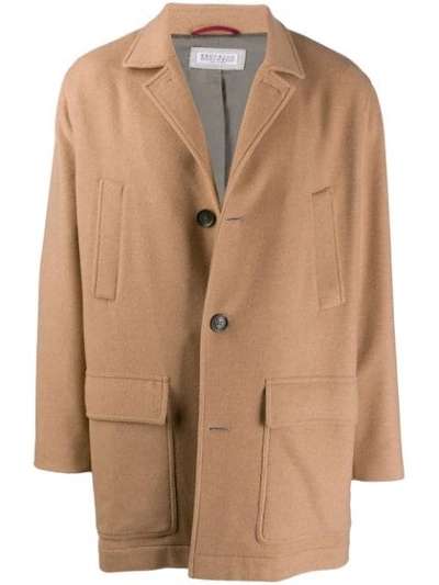 Shop Brunello Cucinelli Oversized Felt Coat In C9240