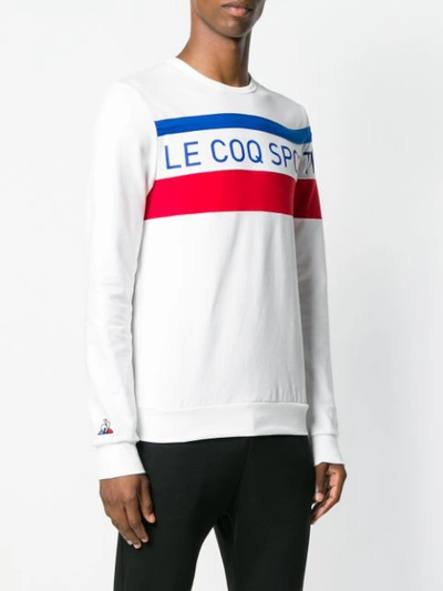 Shop Le Coq Sportif Logo Printed Long Sleeve T-shirt - White