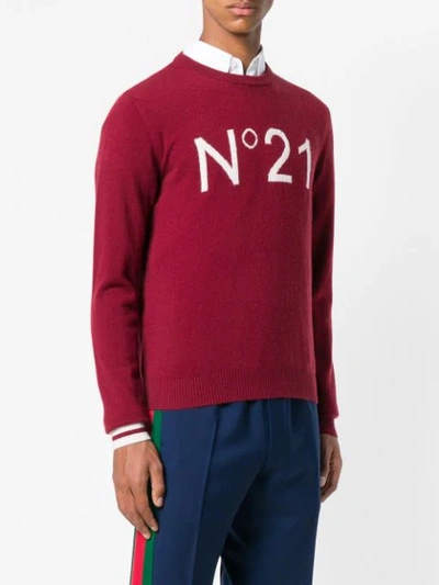 Shop N°21 Intarsia Logo Sweater In Pink