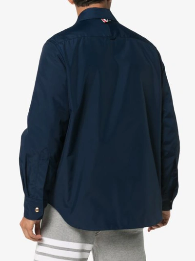 Shop Thom Browne Striped Shirt Jacket - Blue