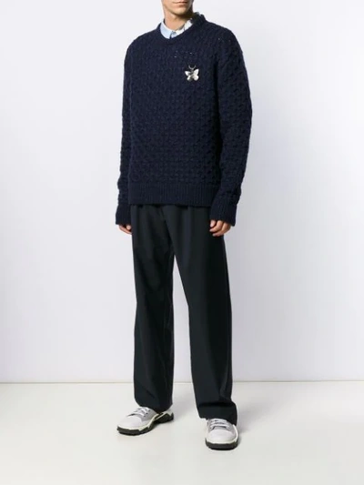 Shop Raf Simons Butterfly Charm Sweater In Blue