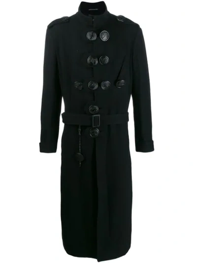 Shop Yohji Yamamoto Button Detail Military Coat In Black