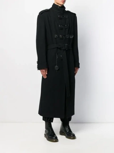 Shop Yohji Yamamoto Button Detail Military Coat In Black