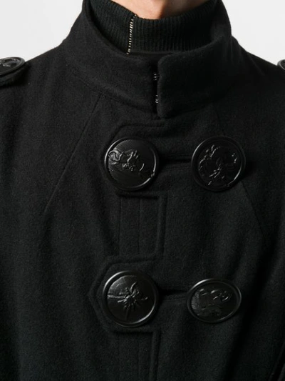 Shop Yohji Yamamoto Button Detail Military Coat In Black