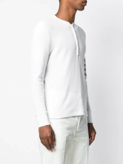 Shop Thom Browne 4-bar Compact Waffle Henley In White