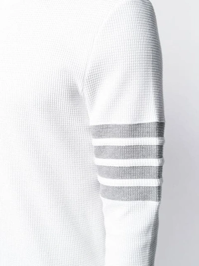 Shop Thom Browne 4-bar Compact Waffle Henley In White