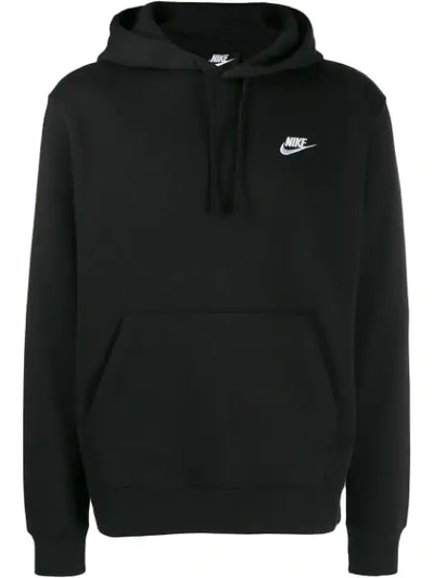 Shop Nike Embroidered Logo Hoodie In Black