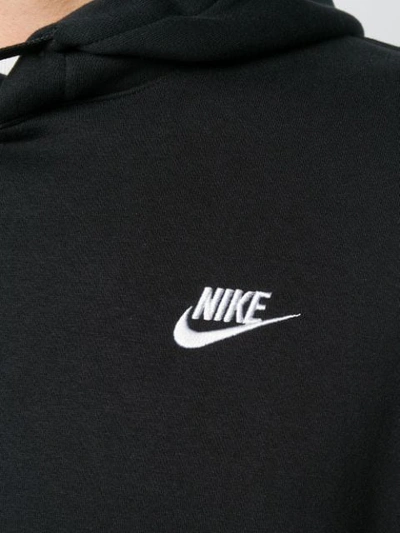 Shop Nike Embroidered Logo Hoodie In Black