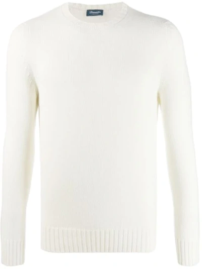 Shop Drumohr Ribbed Detail Crew Neck Jumper In White