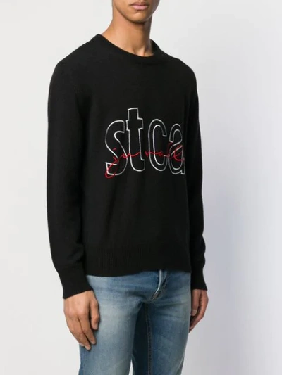 Shop Just Cavalli Logo Embroidered Sweater In 900 Black