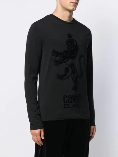 Shop Cavalli Class Logo Embroidered Top In Black