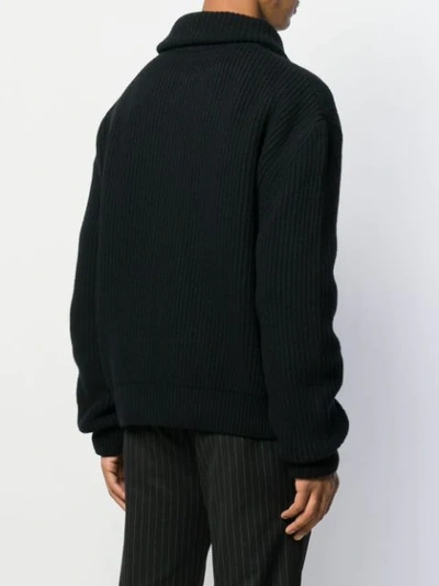 Shop Ann Demeulemeester Zip-up Ribbed Cardigan In Black