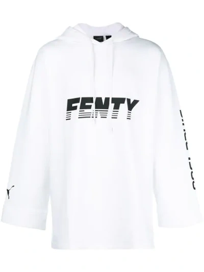 Shop Fenty X Puma Logo Print Oversized Hoodie - White