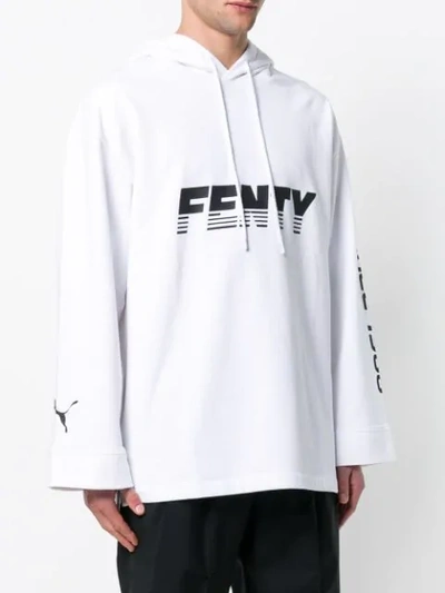 Shop Fenty X Puma Logo Print Oversized Hoodie - White