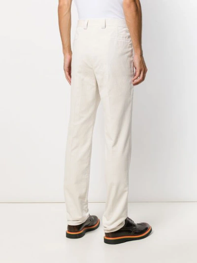 Shop Brunello Cucinelli Ribbed Velvet Trousers In White