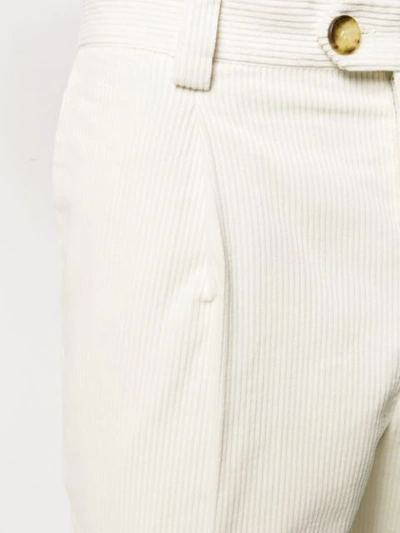 Shop Brunello Cucinelli Ribbed Velvet Trousers In White