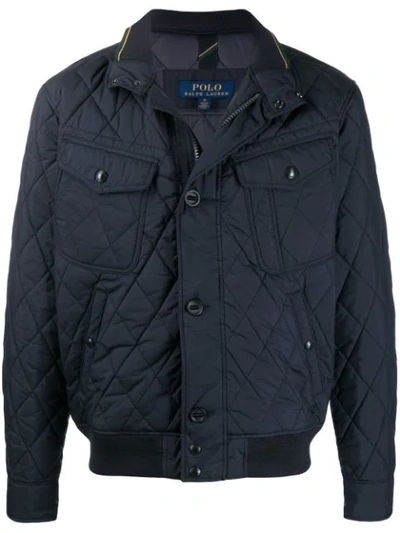 Shop Polo Ralph Lauren Padded Bomber Jacket In Blue