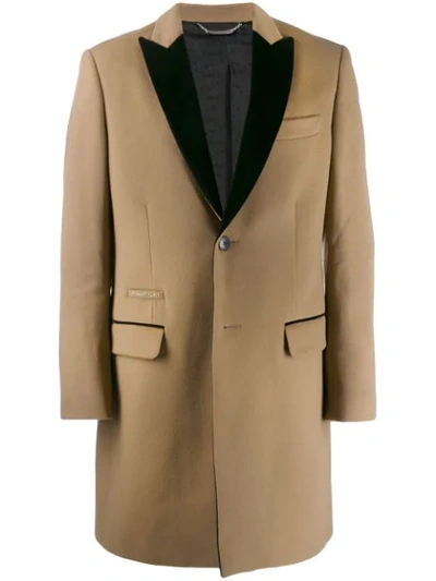 Shop Philipp Plein Contrast Lapel Coat In Brown