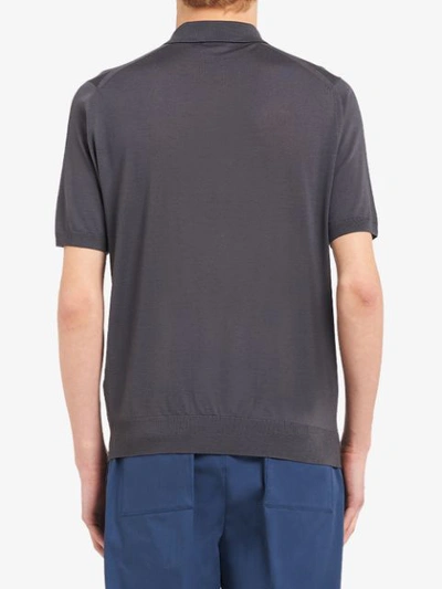 Shop Prada Knitted Polo Shirt In Grey
