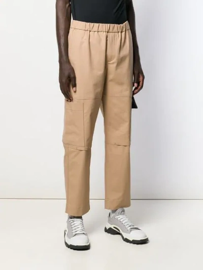 Shop Kenzo Cropped Cargo Trousers In Neutrals
