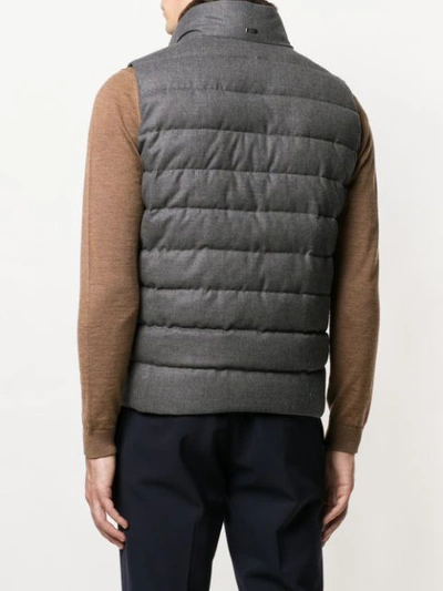Shop Herno Zipped Padded Gilet In Grey