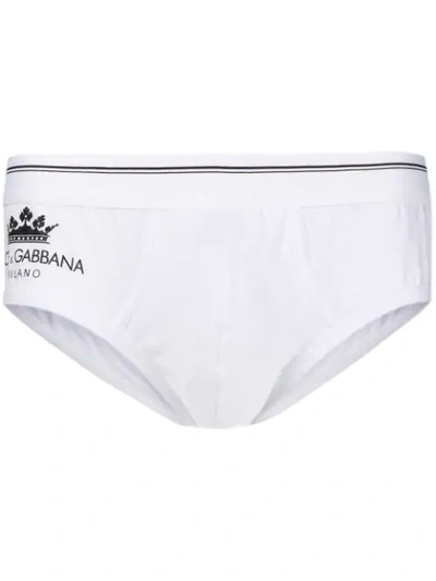 Shop Dolce & Gabbana Side Logo Brief In White