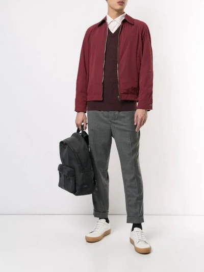 Gieves & Hawkes Zipped Bomber Jacket In Red