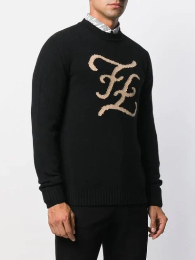 Shop Fendi Ff Karligraphy Jumper In Black
