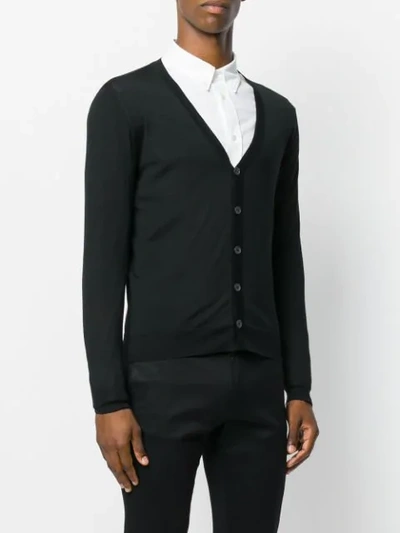 Shop Drumohr Long Sleeved V-neck Cardigan In Black