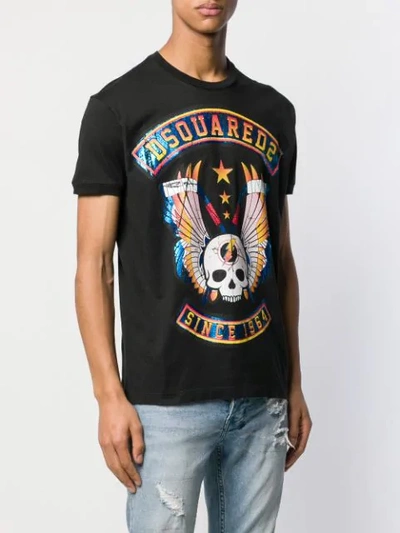 Shop Dsquared2 T-shirt Mit Totenkopf-print In Black