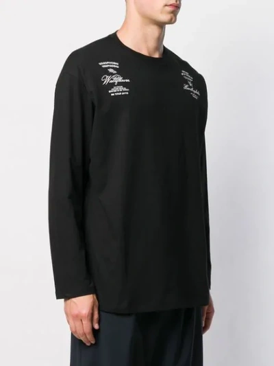 Shop Raf Simons Logo-embroidered Long-sleeved T-shirt In Black