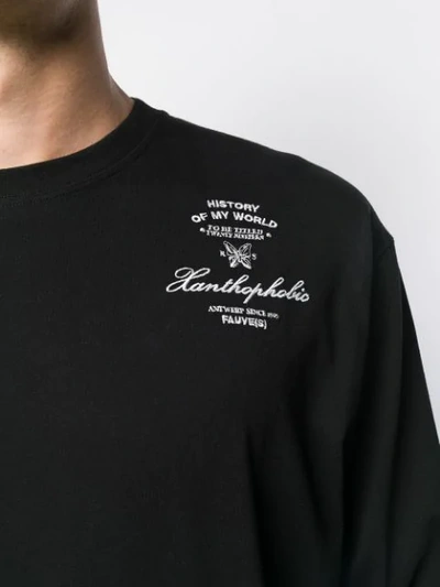 Shop Raf Simons Logo-embroidered Long-sleeved T-shirt In Black