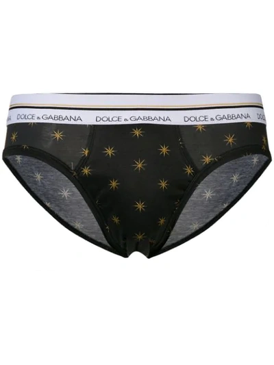 Shop Dolce & Gabbana Underwear Star Embroidered Briefs - Black