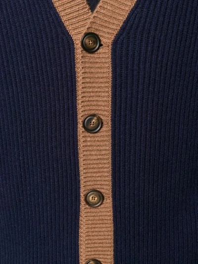 Shop Brunello Cucinelli Ribbed Cardigan In Blue