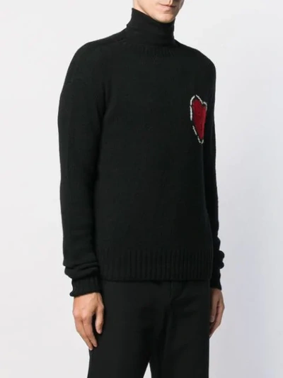 Shop Prada Heart Sweater In Black