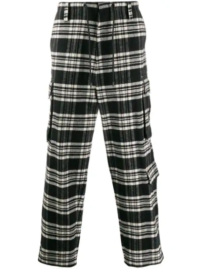 Shop Juunj Checked Cotton Trousers In Black ,white