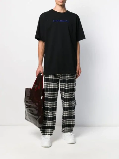 Shop Juunj Checked Cotton Trousers In Black ,white