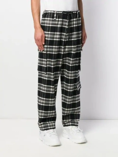 Shop Juun.j Checked Cotton Trousers In Black ,white