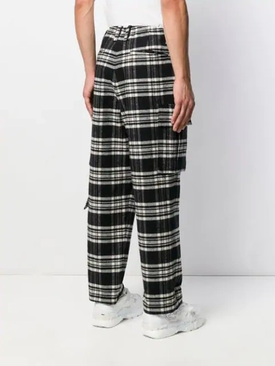 Shop Juunj Checked Cotton Trousers In Black ,white