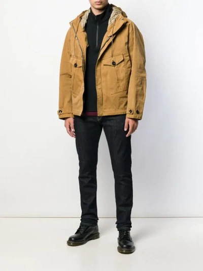 Shop Ten C Cargo Pocket Hooded Jacket In Brown