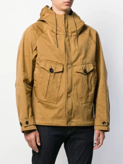 Shop Ten C Cargo Pocket Hooded Jacket In Brown