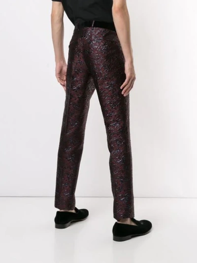 Shop Dolce & Gabbana Jacquard Floral Effect Trousers In Purple