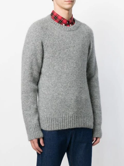 Shop Ami Alexandre Mattiussi Raglan Sleeves Crew Neck Sweater In Grey