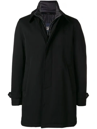 Shop Herno Concealed Zip Coat - Black