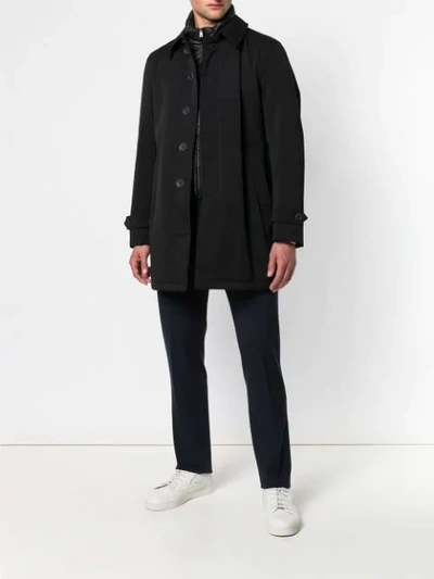 Shop Herno Concealed Zip Coat - Black