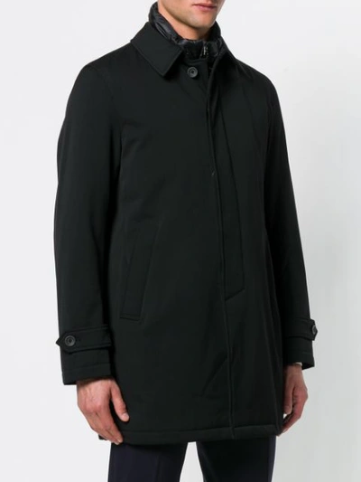 Shop Herno Concealed Zip Coat - Black